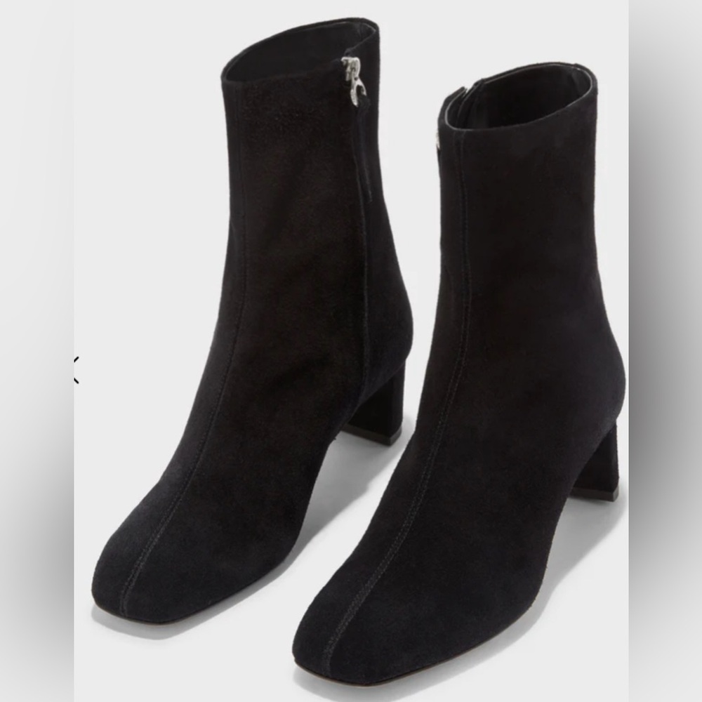 AEYDE BLACK SUEDE ANKLE BOOTIES ZIP BLOCK HEEL NEW EU 40 US 9 $495 - Picture 3 of 11